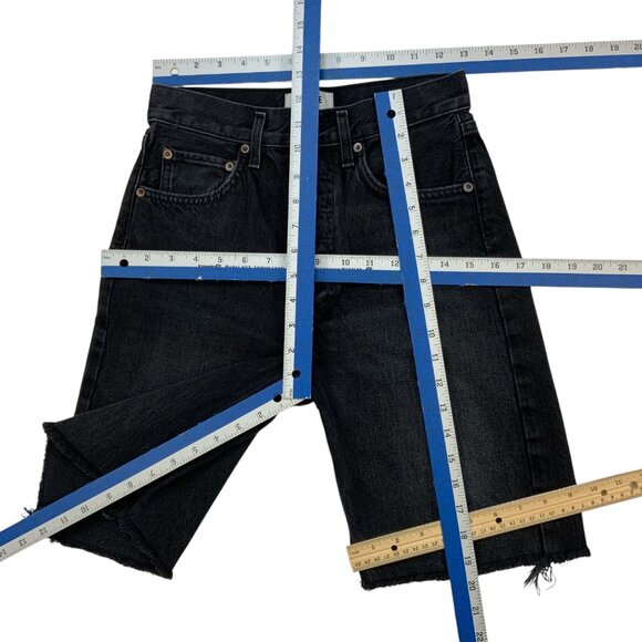 AGOLDE Denim 90's Shorts 24 Fallen Charcoal Wash Cutoffs High Rise - Picture 4 of 12